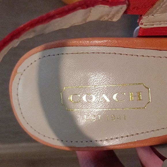 Coach Darcy open toed platform Heels 👠 Orange - Picture 3 of 11